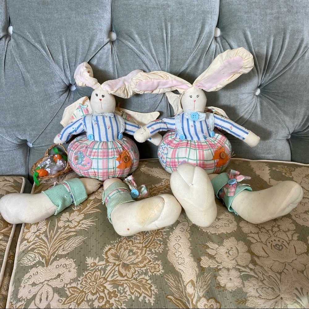 Vintage Bundle of 2 Hand Crafted Bunnies